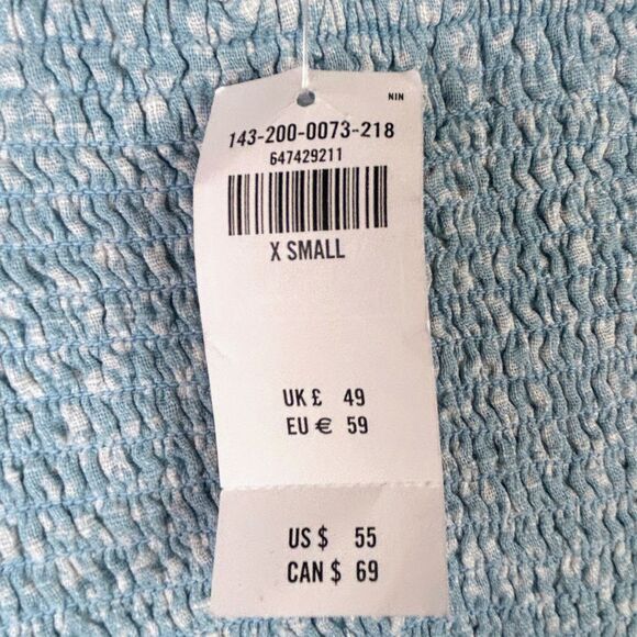 NWT Abercrombie Blue & White Smocked Floral Mini Skirt Stretch Fitted Ruffle XS - Picture 8 of 12